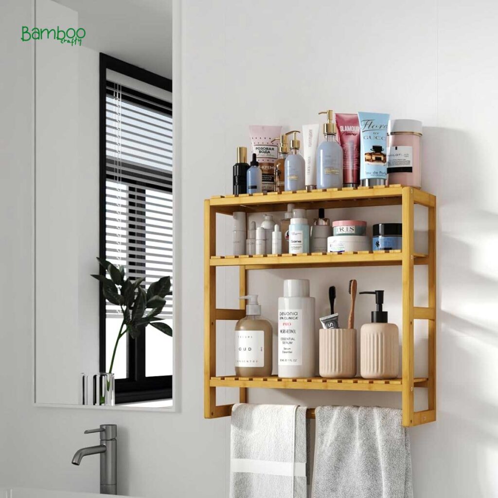 Bamboo Floating Shelves Bathroom Storage